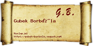 Gubek Borbála névjegykártya
